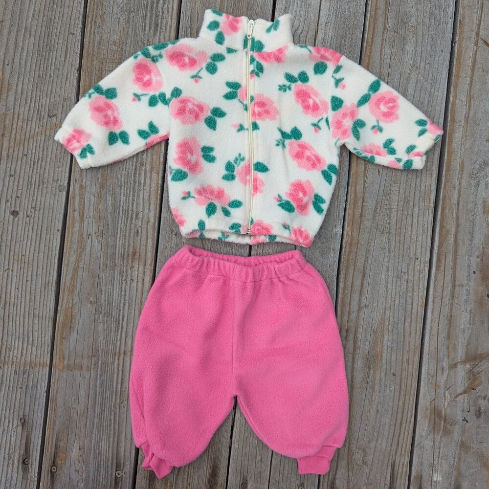 Vintage 0-6 mo. Baby Fleece Pants & Jacket Set